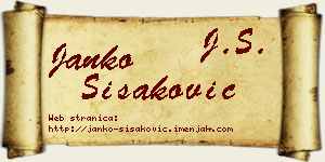 Janko Šišaković vizit kartica